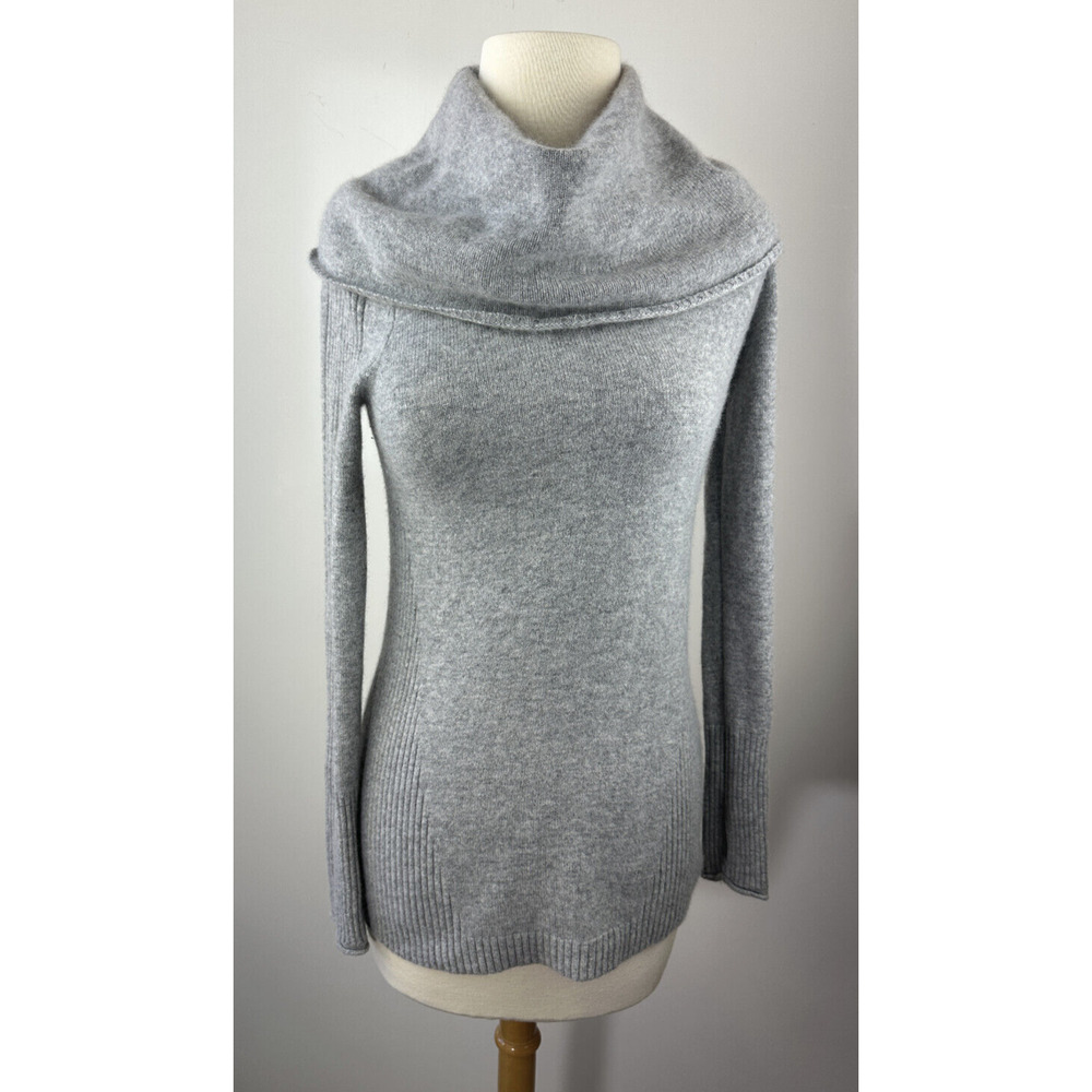 Athleta Cashmere Cascade Sweater Cowl Neck Light Grey Heather Oversized Size XXS - Picture 2 of 12
